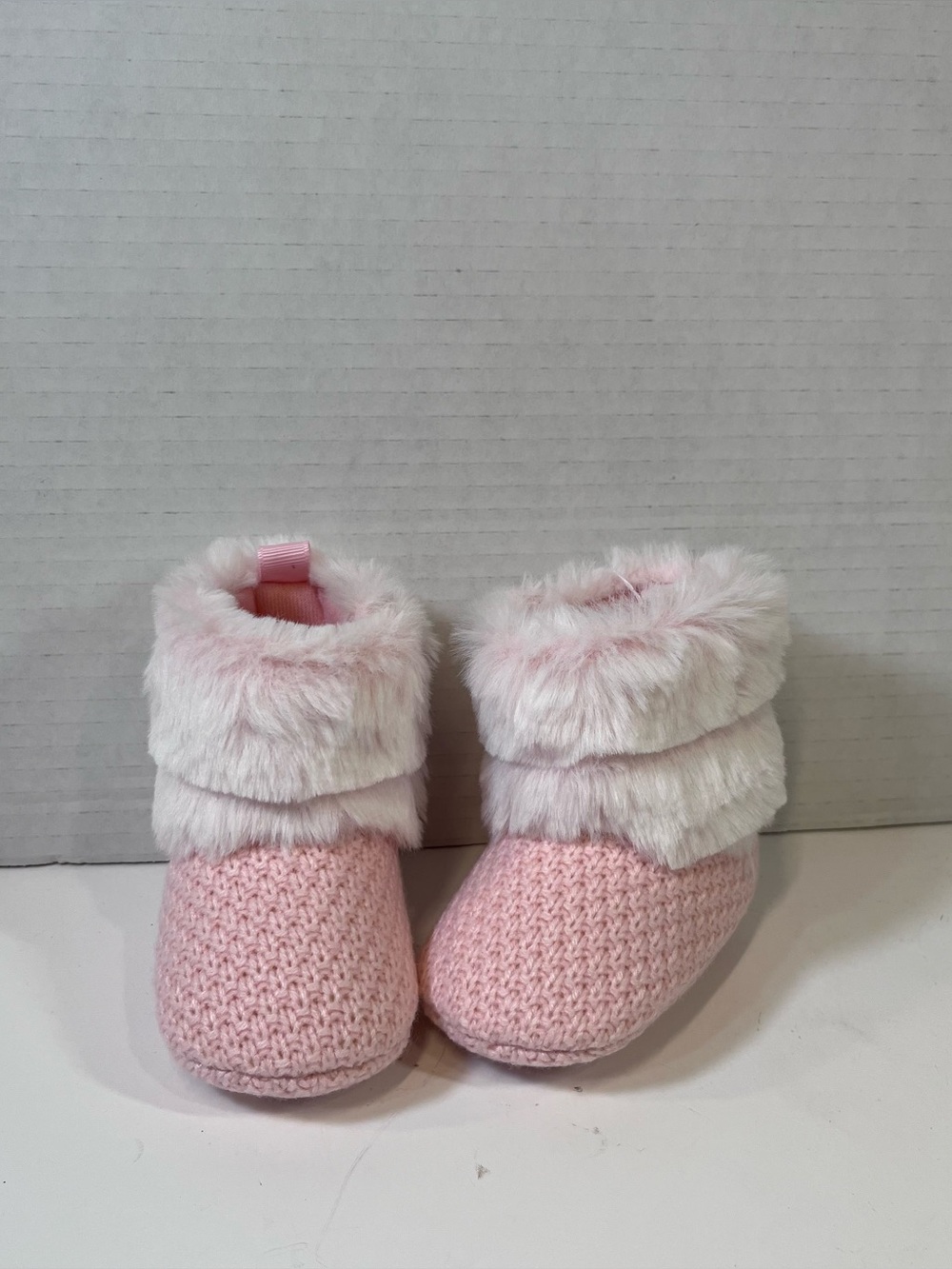 Stepping Stones Pink Booties with fur 3-6 months